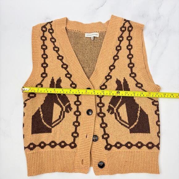 Anthropologie NWT Horse Jacquard Cardigan Vest XS Western Equestrian Boho Chic - Picture 12 of 14